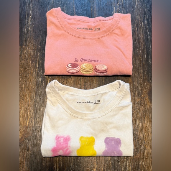 Girl 13 2X  Abercrombie Kids Pink and White Tees Set - Picture 1 of 3